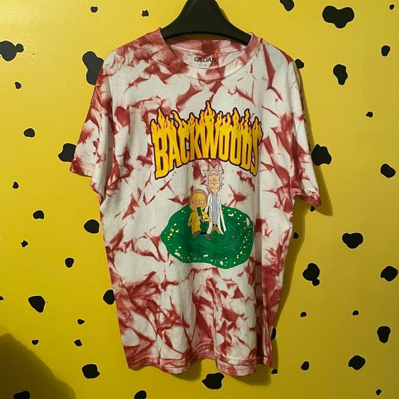 Backwoods Rick & Morty Tie-Dye Tee • Large Handmade Streetwear - Picture 1 of 4